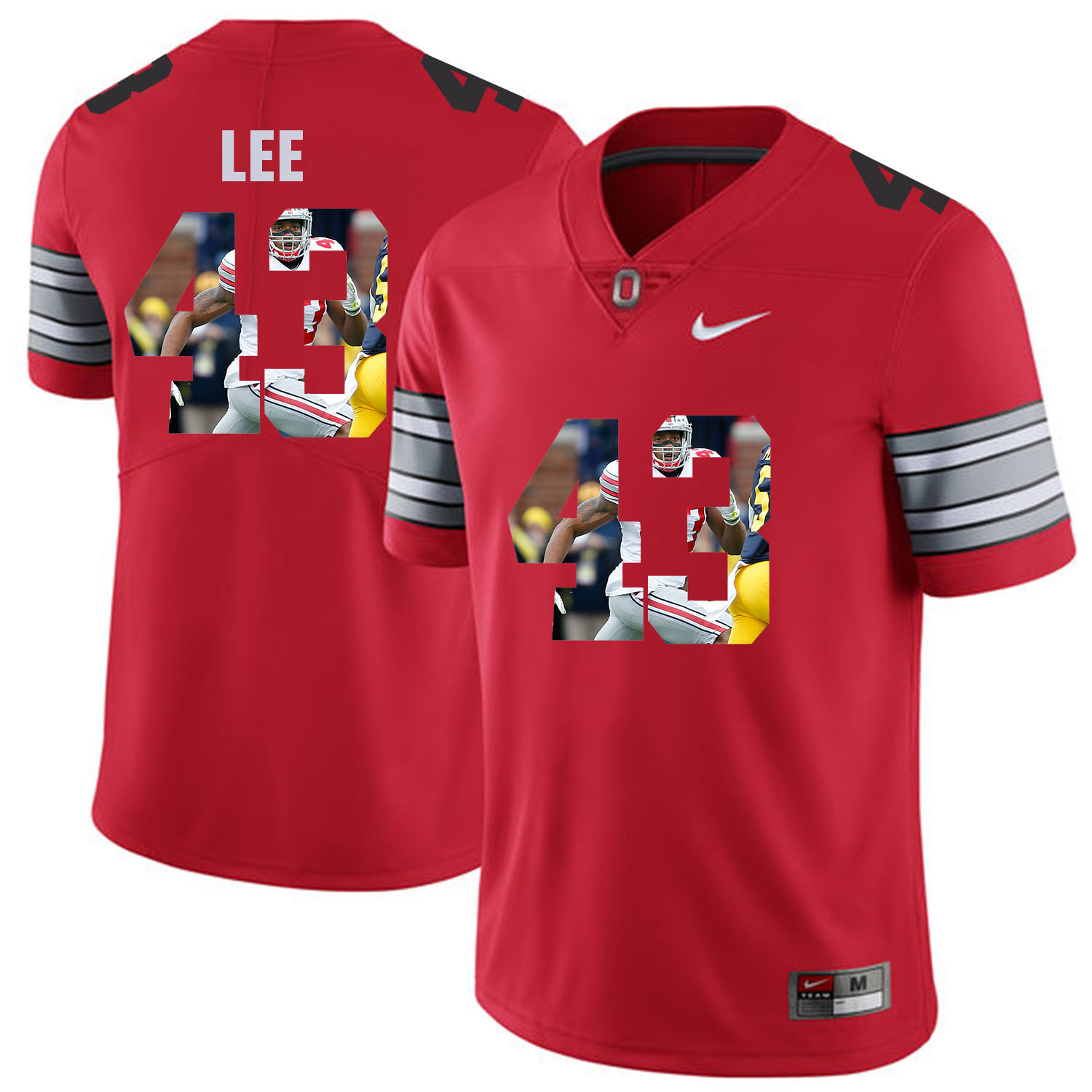 Men Ohio State #43 Lee Red Fashion Edition Customized NCAA Jerseys
